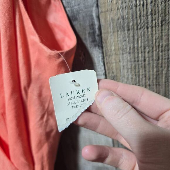 Ralph Lauren Coral WRAP Linen A-Line Ruffle Midi Dress $189 NWT - Picture 4 of 5